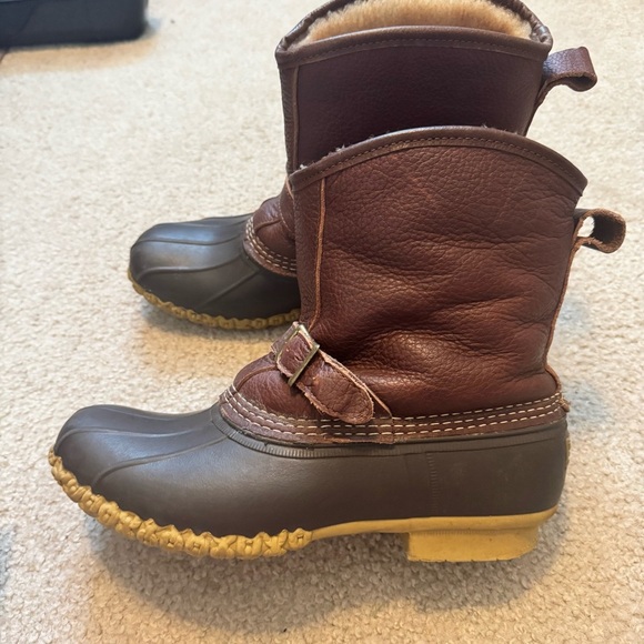 L.L Bean Bean Boots 7" Lounger Limited Edition Buckle Leather Shearling Lined - Picture 1 of 10